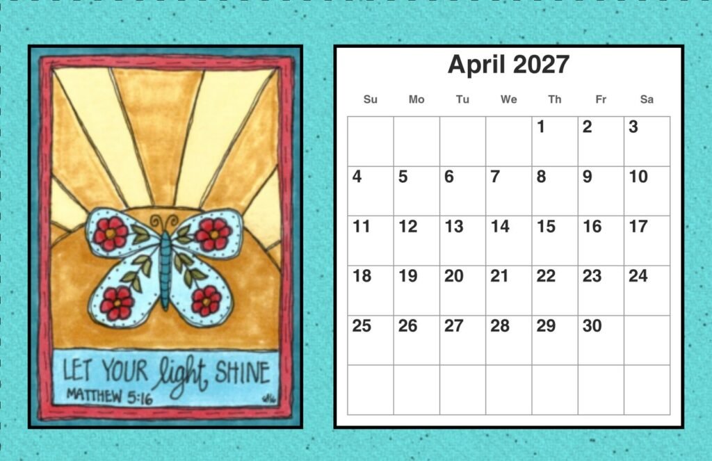 2027 Sunshine Sue desk calendar, April page