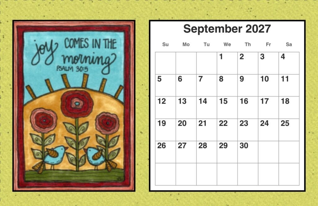 2027 Sunshine Sue desk calendar, September page